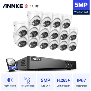 ANNKE 16CH 5MP Lite Güvenlik Kamera Sistemi H. 265 + DVR Gözetim 5MP PIR Açık Dome Kameralar IP67 Hava Koşullarına Dayanıklı Güvenlik Kiti