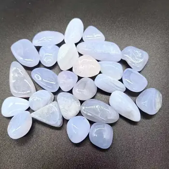 MOKAGY 18mm-25mm Doğal Cilalı Mavi Dantel Akik Eskitme Taşlar Mineral Şifa Kristal 10 adet
