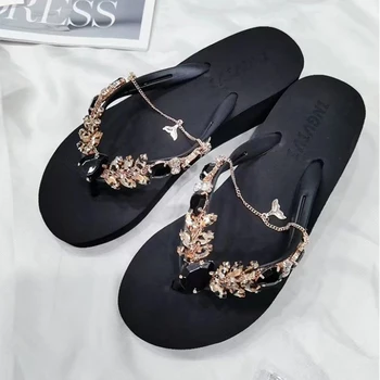 Kadın Kristal Terlik Bayanlar Bling Flats Kadın Moda Açık plaj ayakkabısı Kadın Ayakkabı Kadın Yaz Flip Flop qt576