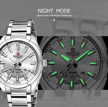 Lüks Marka Saatler Erkekler için NAVIFORCE Moda Rahat Paslanmaz Çelik Su Geçirmez Saat Erkek İş Klasik Kuvars kol saati
