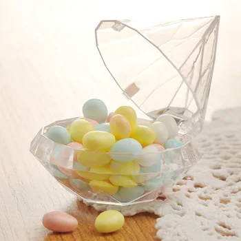 Yeni Elmas Şekli Şeker Kutusu Şeffaf Plastik Yaratıcı Çikolata Yaprakları Konteyner Kutusu Düğün Doğum Günü Partisi Hediye Dayanıklı Kutu