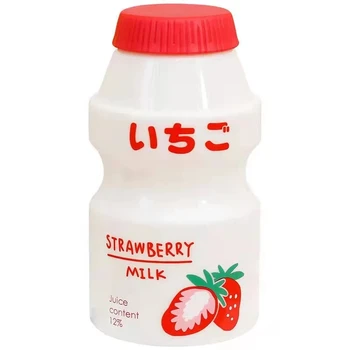 450ml Yoğurt Plastik Su Şişesi Kızlar Çocuklar için Tur Meyve içme suyu şişesi Kawaii Süt Yakult Kupası Kupalar Anti Güz Su Bardağı