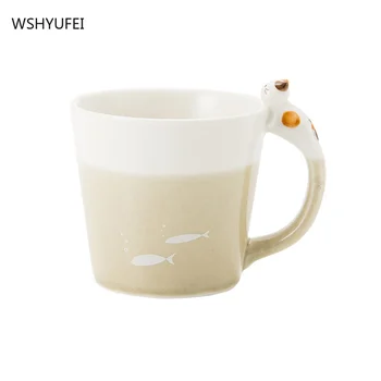 Japon tarzı tek kedi seramik fincan el-boyalı kahvaltı kahve fincanı zarif zarif lüks set öğleden sonra çay bardağı