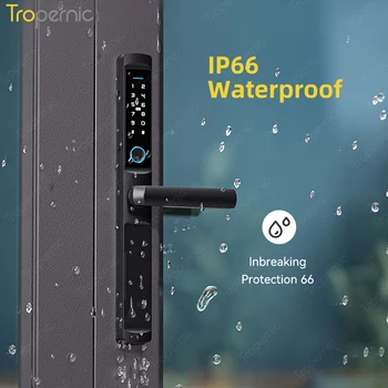 Su geçirmez Tuya WiFi Biyometrik Parmak İzi Kapı Kilitleri Elektronik Akıllı kapı kilidi RFID Kart kod kilidi Alüminyum cam kapi
