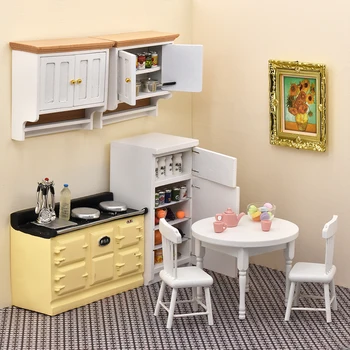 Dollhouse Mobilya Minyatür Buzdolabı 1/12 Ölçekli Bebek Evi Mutfak Odası Aksesuarları Mini Oyuncaklar