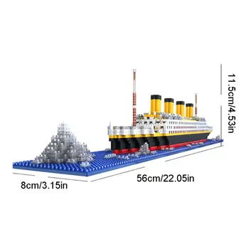 1860 Adet Titanic Cruise Gemi Model Tekne Yapı blok seti Mikro Mini DIY Montaj blok oyuncaklar