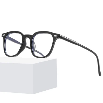 Mavi ışık engelleme gözlük moda erkek okuma gözlüğü perçin çerçeve Retro şeffaf kadın gözlük moda plastik gözlük
