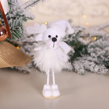 16 cm Noel Süsler Gümüş Ipek Peluş Ayakta Duruş Beyaz Noel Baba Kardan Adam Prenses Bebek Pencere Kardan Adam Dekorasyon