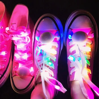 2 ADET LED Spor Ayakkabı Bağcıkları Aydınlık Ayakabı Glow Ayakkabı Dizeleri Yuvarlak Flaş ışığı Ayakabı Hiçbir Kravat Tembel Ayakkabı Bağcıkları Parti dekor