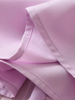AELESEEN Tasarımcı Moda 2023 Kadın İlkbahar yaz elbisesi Yay Uzun Kollu Mor Çiçek Baskı Zarif Pilili Parti Tatil