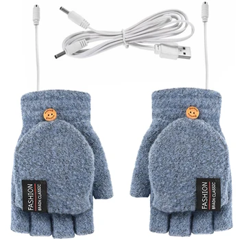 Şarj edilebilir ısıtma eldivenler Çift taraflı Unisex termal eldiven USB yıkanabilir yarım parmak spor kayak Motosiklet yürüyüş için