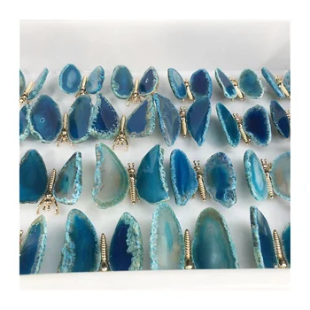 Toptan çiçek akik kelebekler oyma doğal kristal taş mavi akik şifa kelebekler dekorasyon hediye için