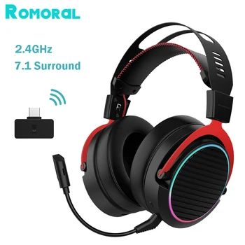 2.4 G Kablosuz oyun kulaklığı 7.1 Surround Ses Kulaklık 3.5 mm Kablolu Kulaklık Gürültü Azaltma PC için Mic İle PS5 PS4 Dizüstü Bilgisayar