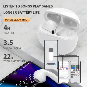 Hava Pro 6 TWS kablosuz kulaklıklar Bluetooth V5. 0 Kulaklık iphone için kulaklık 14 Xiaomi Huawei Cep Telefonları Gürültü Azaltma Kulakiçi