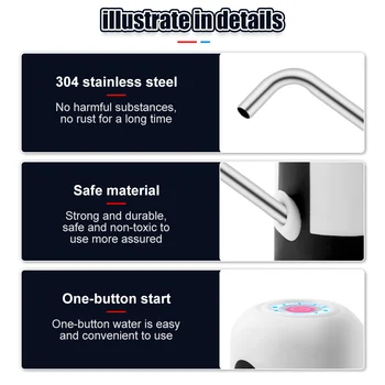 Su Şişesi Pompası Tek Bir Tıklama Anahtarı ile USB Otomatik Elektrikli su sebili Otomatik Anahtarı İçme pompalı dağıtıcı mutfak gereçleri