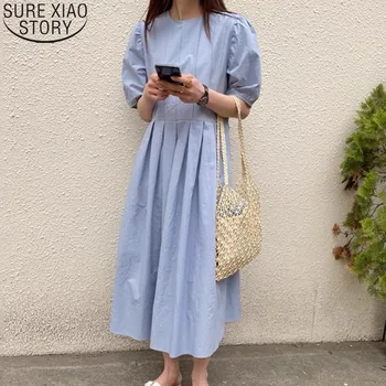 Vintage Zarif Kadın uzun elbise 2022 Yeni Elbise Kore Şeker Renk Gevşek Maxi Elbiseler Parti Elbiseler Kadın Katı Vestidos 14513