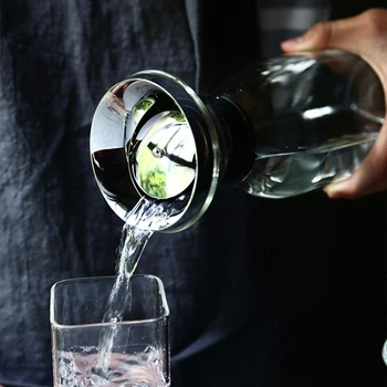 1/1. 4 L uzun borosilikat cam soğuk sıcak su ısıtıcısı su şişesi cam konteyner şişe restoran ev limon suyu çay süt su ısıtıcısı