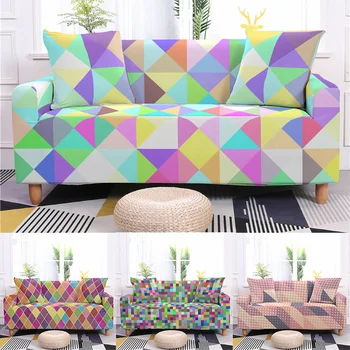 Geometrik Elastik kanepe kılıfı Oturma Odası için Renkli Baskılı kanepe kılıfı L Şekli Kol Dayama Kesit Kanepe Koruyucu Ev Dekor