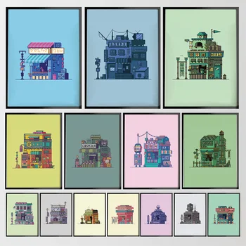 Retro Robotik Piksel video oyunu Mağaza İskandinav Posterler ve Baskılar duvar sanatı tuval yağlıboya Duvar Resimleri ıçin Oturma Odası Ev Dekor