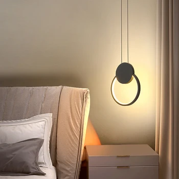Modern LED kolye ışıkları Başucu Yatak Odası Minimalist Asılı Lambalar Tavan Arka Plan Duvar Yemek Odası Süspansiyon Armatür
