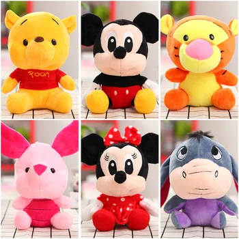 Disney Karikatür Doldurulmuş Hayvanlar peluş oyuncaklar Winnie The Pooh Mickey Mouse Minnie Bebek Lilo Dikiş Piglet Çocuklar için Yılbaşı Hediyeleri