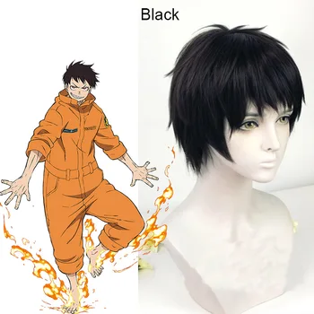 Shinra Kusakabe Cosplay Kostüm Enn Enn Hiçbir Shouboutai Yangın Gücü Peruk ve Aksesuarları Yetişkin Unisex İtfaiye Üniforma Seti