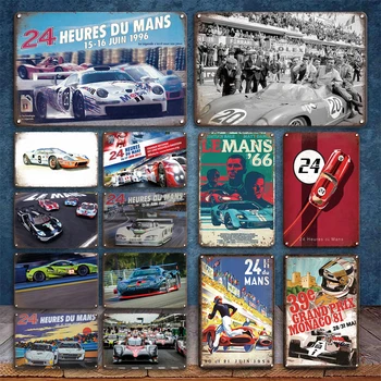 Fransa Le Mans 24 Saat Dayanıklılık Yarışı Metal Poster Tabela nostaljik araba Çıkartmaları Metal Plaka Işaretleri Retro Garaj Ev Dekorasyon
