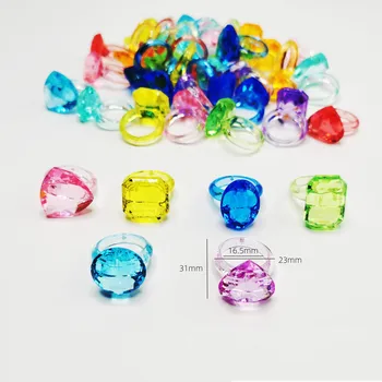 20 Adet Akrilik Taklit kristal cevheri Yüzük Çocuklar Doğum Günü Konuk Hediyeler Bebek Duş Parti İyilik Pinata Dolgu Kızlar Parmak Süslemeleri