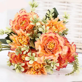 Yapay çiçekler İpek Şakayık gül buketi Sonbahar Düğün Festivali Parti Bahçe Odası Ev Dekorasyon Dıy Sahte Çiçek Dahlia