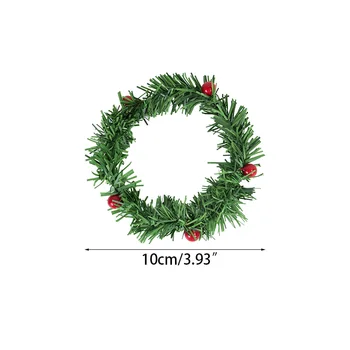 5 adet 10cm Noel Yapay İpek Çelenk Yeşil Demir Tel Rattan Yüzük Sahte Meyveleri DIY Çiçek Çelenk Ev Partisi asılı dekorlar