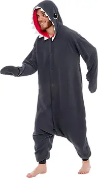 Kigurumi Yetişkin Pijama Cosplay Kostüm Gri Köpekbalığı Onesie Lemur Pijama Gecelik Unisex Pijama Parti Giyim Kadın Erkek