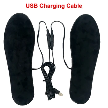 1 Çift USB ısıtmalı ayakkabı rahat yumuşak Lint elektrikli ısıtmalı ayakkabı tabanlık kış açık spor ayak ısınma tabanlık