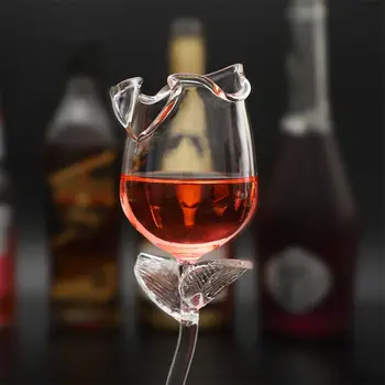 Fantezi kırmızı şarap kadehi Şarap kokteyl bardakları 100 ml Gül Çiçek Şekli şarap bardağı Parti Barware Drinkware