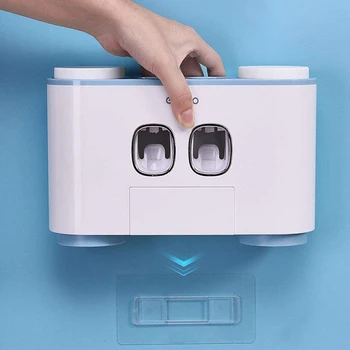 ECOCO Otomatik Diş Macunu Sıkacağı Duvara Monte Diş Macunu Dağıtıcı Toz Geçirmez Diş Fırçası Tutucu Banyo Aksesuarları Ev için