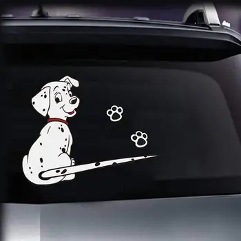 Araba Çıkartmaları Hayvan Komik Dalmaçyalı Köpek Hareketli Kuyruk Çıkartmaları Arka Cam pencere sileceği Çıkartmaları Araba-Styling Dekor Sticker