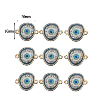 Moda 10 adet / paket 20 * 16mm Altın Rengi Mavi Gözler Kristal Charm Konnektörler Göz Aksesuarları DIY Takı Bilezik Kolye Yapımı