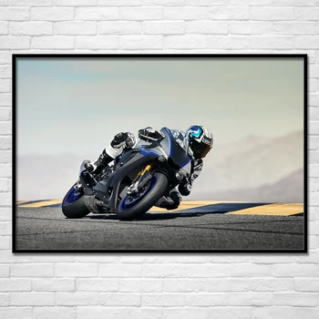 Modern duvar sanatı tuval yağlıboya Spor Motosiklet Yamaha YZF R1M Karbon Fiber Superbike Posterler ve Baskılar Oturma Odası Dekor için