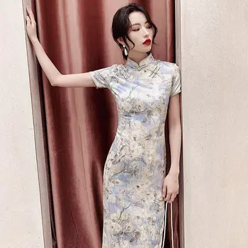 Geleneksel Cheongsam Qipao Retro Çin tarzı Fransız cheongsam Geliştirilmiş Parti Yaz Elbiseler Kadınlar için