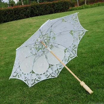 Vintage Dantel Güneşlik Şemsiye Beyaz Bej Dantel Güneşlik Şemsiye güneş şemsiyesi Fotoğraf Düğün Dekorasyon için