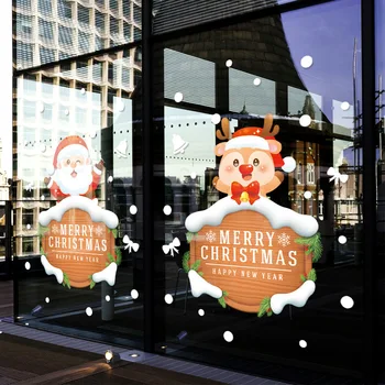 Noel Dekorasyon Pencere duvar çıkartmaları Cam Çıkartmaları Atmosfer Düzeni Restoran Merry Christmas Kar Taneleri Duvar Kağıtları