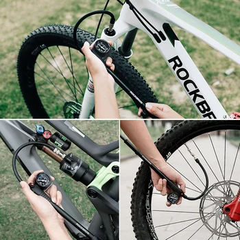 Rockbros Bisiklet hava pompası Taşınabilir Yüksek basınçlı Çatal Pompası Göstergesi Çatal Arka Süspansiyon Amortisör MTB Yol Bisiklet Aksesuarları