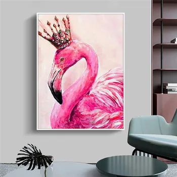 Hayvan Buautiful Pembe Flamingo Taç Posteri Tuval Pembe Duvar Sanatı Resimleri Nordic Tuval Boyama Kız Odası Decoracion