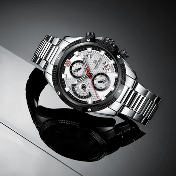 NAVIFORCE Moda Spor Su Geçirmez kronometreli kuvars saat Erkekler için Lüks Dayanıklı ışık Sayacı Paslanmaz Çelik erkek saati