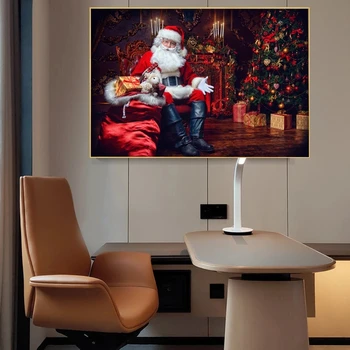 Modern Noel Noel Baba Hediye resim tuvali Boyama Posterler ve Baskılar Duvar sanat resmi Oturma oda duvar dekoru Cuadros