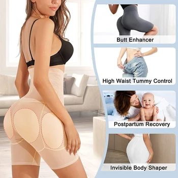 Kadınlar Yüksek Bel Şort Shapewear Kontrol Külot Vücut Şekillendirici Butt Kaldırıcı Yastıklı Kalça Artırıcı Dikişsiz Iç Çamaşırı