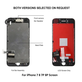 AAA + Ekran İçin iPhone 7 8 Artı 7P 8P Tam Set lcd ekran Komple Meclisi 3D Dokunmatik sayısallaştırıcı Değiştirme Ön Kamera ile