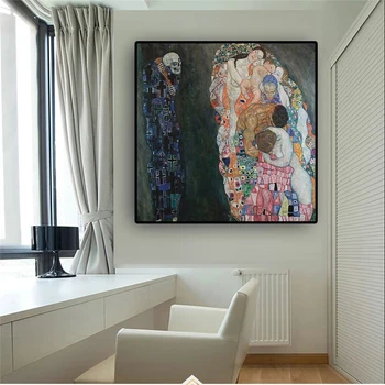 Gustav Klimt Ölüm ve Yaşam Üreme Tuval Boyama Posterler ve Baskılar Cuadros Duvar Sanatı Resimleri ıçin Oturma Odası Ev Dekor