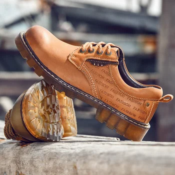 Sonbahar Bahar Erkek Ayakkabı Rahat Düşük Üst yürüyüş ayakkabıları Hakiki Deri Açık Ayakkabı El Yapımı Dantel-up Retro Erkekler Yüksek Kaliteli