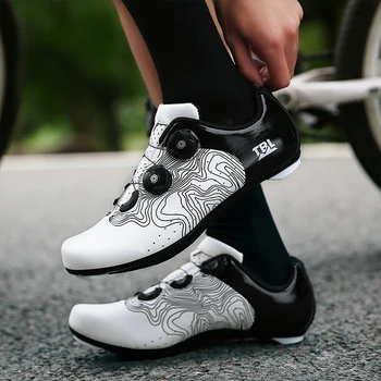 2022 Bisiklet Spor Ayakkabı Mtb Cleats ile Erkekler Karbon Spor Hız Bisiklet Ayakkabıları Kadın Dağ Yarış Düz SPD Yol Bisiklet Ayakkabı