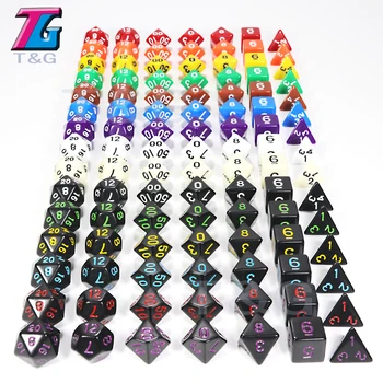 Toptan 7 adet / grup Zar Seti Çokyüzlü D4, D6,D8,D10, D10%, D12, D20 için Renkli Aksesuarlar Masa Oyunu, DNDGame, RPG 25 Renkler